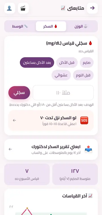 متابعة السكر
